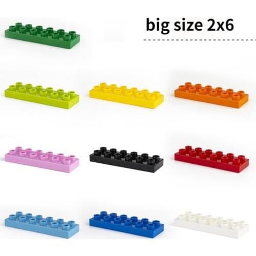 Big size Thin Brick 2x6 10pcs/lot DIY Classic Education Building Blocks Compatible With Large Bricks Toys For Children