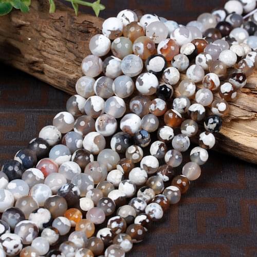 6-12mm Round Faceted White Fire Agates Beads For Jewelry Making Beads Bracelets For Women 15'' Needlework DIY Beads Trinket