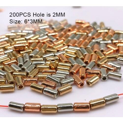 6*3mm 200/400pcs Silver Color CCB Plastic Bead (not metal) Tube beads Spacer CCB Beads Beading for Jewelry Making