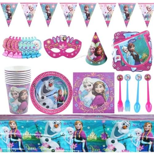 Disney Frozen Anna Elsa Princess Theme Birthday Party Decoration On The Table Kids Disposable Tableware Cake Supplies For Girl