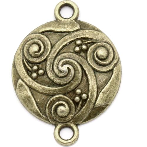 Lovely Connectors Findings Round Antique Bronze Pattern Carved 28x21mm,30PCs (B23536)