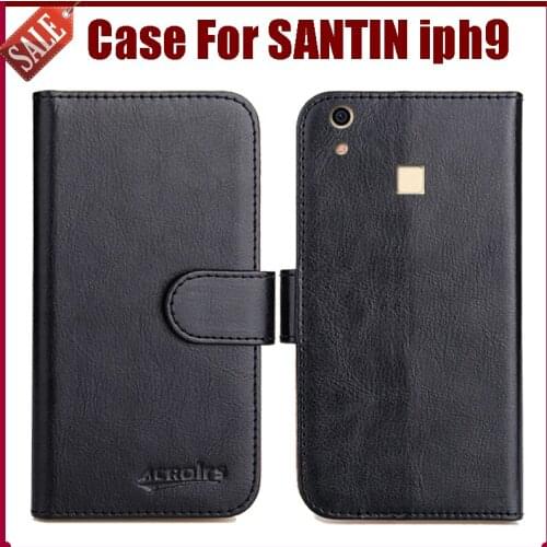 Hot sale! SANTIN iph9 Case,6 Colors High Quality Fashion Flip Leather Protective Case For SANTIN iph9 Cover Phone Bag
