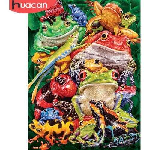 HUACAN Diy Diamond Painting Frog Mosaic Decorations For Home Embroidery Animal Handmade Gift Wall Stickers