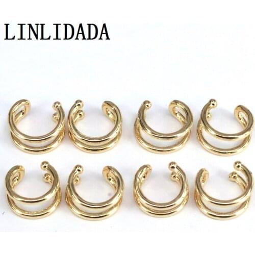 10Pairs, Gold Plated Brass Ear Cuff C Shaped Small Ear Cuffs Clip Earrings For Women Jewelry