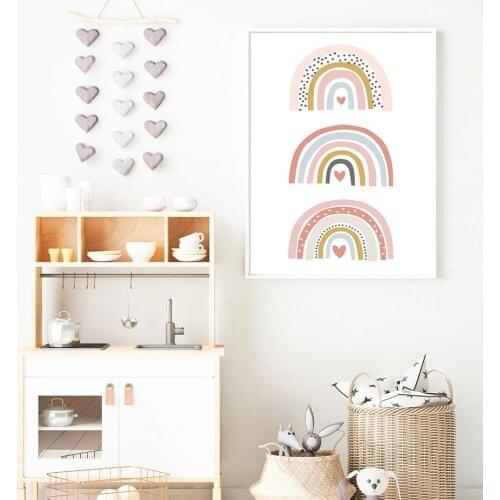 2021 New Canvas Paintings for Kids Room "you Are My Sunshine " Rainbow Style Oil Paitings Pictures Posters for Living Room