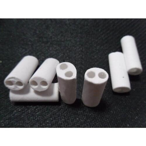 1/2/3/3.5mm Dia Ceramic Insulation Tube Twin Bore Porcelain Insulator Pipe for Heating Element 10 Pcs