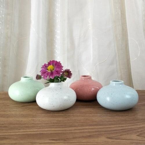 Ceramic Aromatherapy Crafts Vase Creative Home Decoration Jewelry Flat Black Dot Short Bottle Succulent Pot Flower Pot