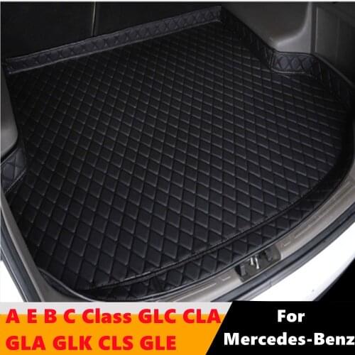 Sinjayer High Side Car Trunk Mat AUTO Tail Boot Luggage Pad Fit For Mercedes-Benz A B C E Class CLA CLS GLC GLA GLE Sport GLk