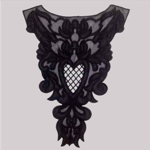 43*34 cm Black Lace Collar Applique Polyester for Garment Clothes Lace Fabric Apparel Sewing On Home Textiles
