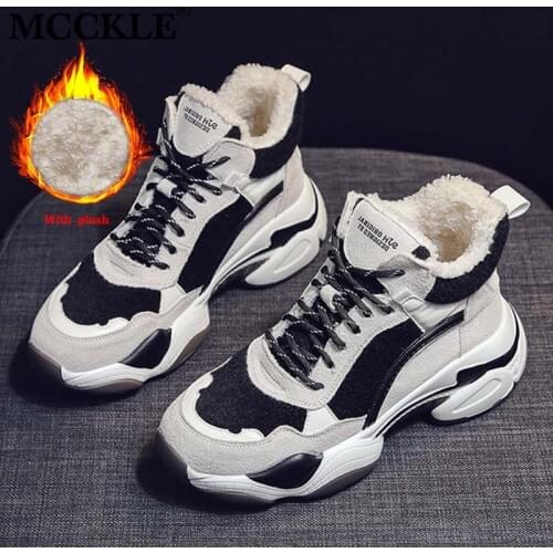 MCCKLE Winter Womens Sneakers Platform Fashion Casual Ankle Boots Shoes Woman Plush Warm Footwear Women Hook Loop Female Shoes