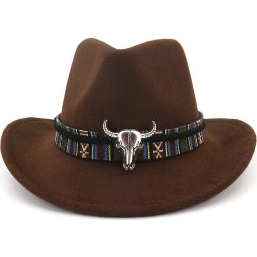 Mens Cowboy Hat with Ox Head Felt American Western Texas Style Vintage Unisex Women Red Stylish Sun hat