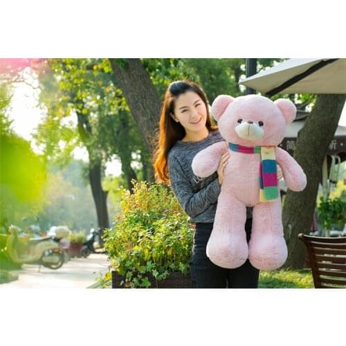 New 80cm pink teddy bear soft plush toy fat bear with scarf throw pillow,birthday gift b1414