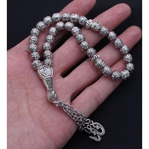 Ottoman Turkish Persian Crescent Moon Star Amulet Prayer 33 beads tasbih bracelets muslim Tasbih Allah Rosary