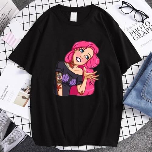 Princess Punk Ariel T Shirt Princess Kawaii Harajuku Women Ullzang Men T-shirt Grunge Aesthetic Graphic Tshirt 90s Fashion Tops