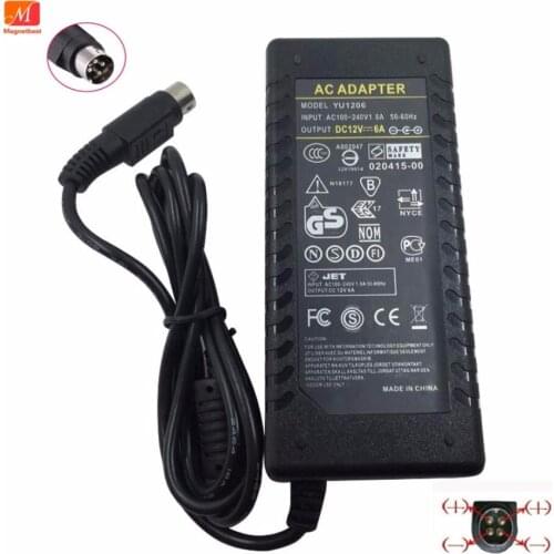 12V6A AC DC Converter Adapter 4 Pin Switching Power Supply 72W 4-Pin For LCD TV Monitor Adapter DVR Cable Cord Charger
