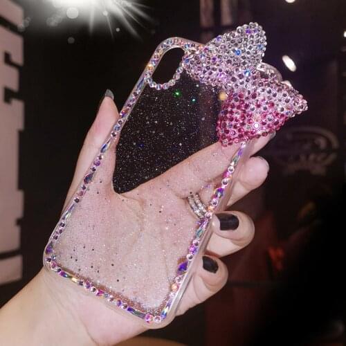 Luxury Fashion Sweet Cute Diamond 3D Big Bowknot Crystal Bling Glitter Case Cover For iPhone 11 Pro XS Max XR X 8 7 6 6S Plus SE