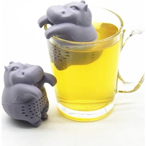 Silicone Hippo Tea Strainers Tea Leaves Filter Kitchen Tea Accessories Lovely Hippo Shape Tea Strainer