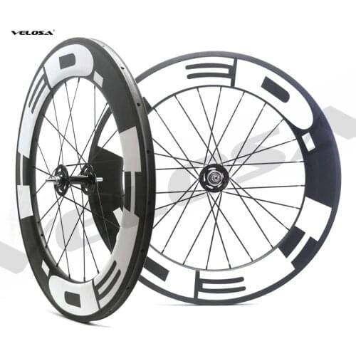 Velosa sprint 80 track bike carbon wheelset, fixed gear full Carbon 88mm Clincher wheels carbon 700C fixed track bike wheelset