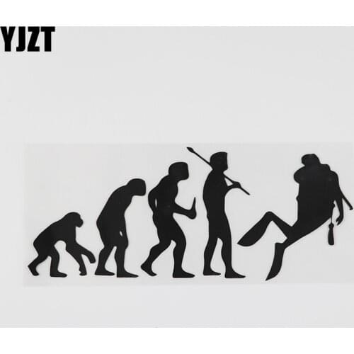 YJZT 18.3CMX7.5CM Fashion Scuba Diving Evolution Decal Vinyl Car Sticker Black/Silver 8A-0583