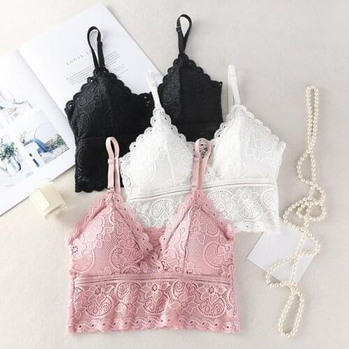 Women Camisole Sexy Lace Tube Top Vest Camisole Female Crop Top Wire Free Lingerie Femme Embroidery Floral Solid Color Camis