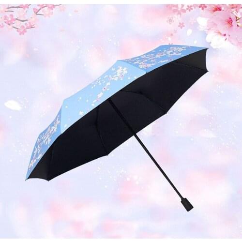 Rain Umbrella Manually Tri-Fold Folding Umbrella Dual-Use Sunny Rain Umbrella Vinyl Sun Umbrella Can Be Change Color Touch Water