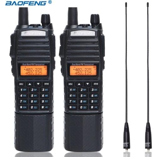 2Pcs Baofeng UV-82 Plus 8W High Power DC Connector 3800mAh Walkie Talkie Dual Band 136-174&400-520mhz 10km Long Range Ham Radio