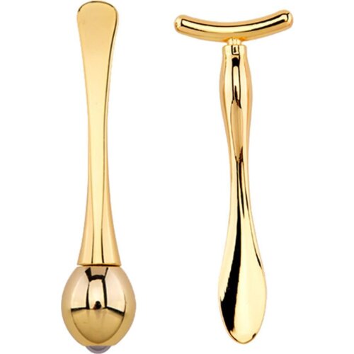 2Pcs Facial Eye Massagers Improve Contours Safe Zinc Alloy T-shaped Neck Back Body Foot Facial Rollers