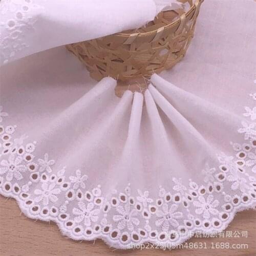 28 Y Factory direct embroidery cotton lace Childrens clothing cotton trim perforated embroidery fabric Wide cotton lace Report