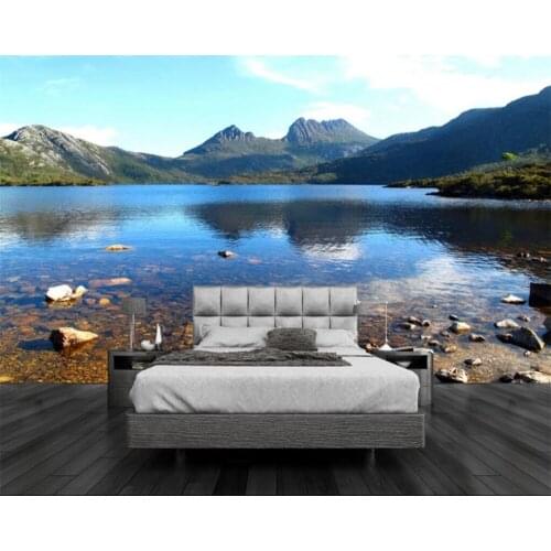 Beibehang Custom 3D lake and mountains mountain water beautiful landscape photo wallpaper mural living room bedroom mural