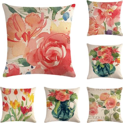 45cm*45cm Oil painting rose design linen/cotton throw pillow covers couch cushion cover home decorative pillows