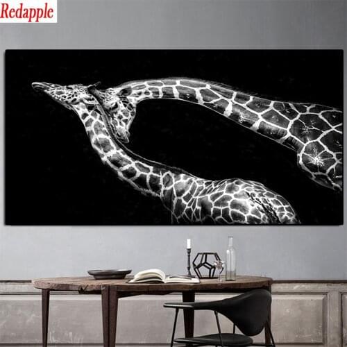 5D DIY Diamond Painting Modern animal art, black and white giraffe Full Square Round Drill Embroidery Cross Stitch 5D icon gift