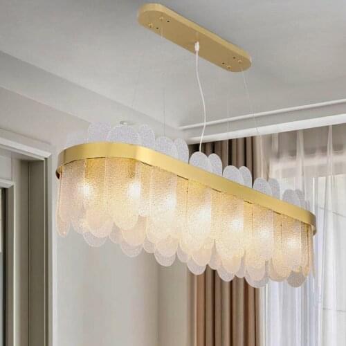Art Deco Post Modern Golden Oval Suspension Luminaire Pendant Lamps For Bedroom Living Room Lights Fixture