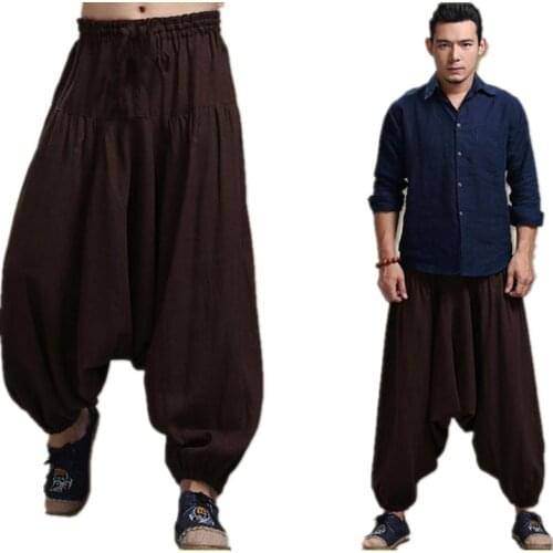 Mens Cross-pants crotch pants,wide leg pants dancing Harem pants pantskirt bloomers Harem trousers,13 COLORS plus size M-5XL