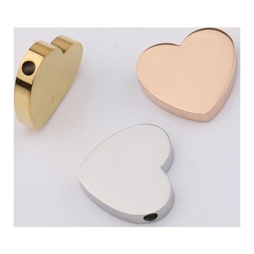 Fnixtar 20Pcs/Lot Love Heart Beads Charms Mirror Polish Stainless Steel Connector Charms For DIY Making Necklace Braid Bracelets