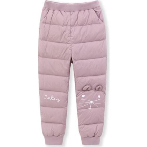Kids winter pants child down wadded trousers girls cartoon pattern warm windproof waterproof pants for 2-8T