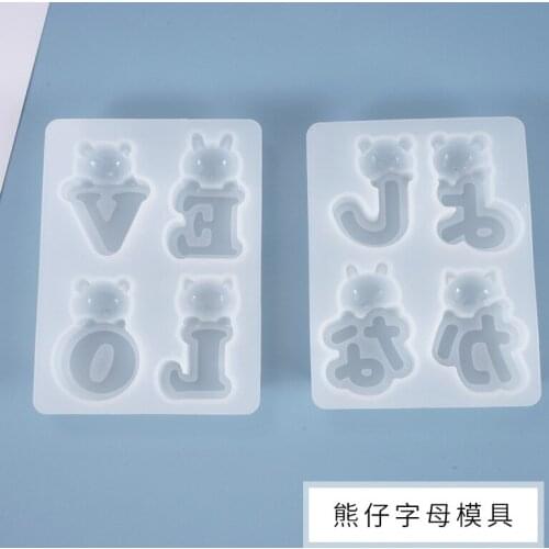 DIY Crystal Gutta Percha Bear Letter Japanese Cute Rabbit Ornaments Silicone Mold Silicon Moulds Cake Decoration Accessories
