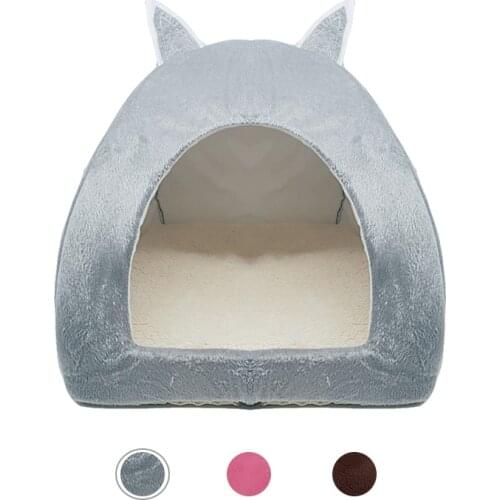 Pet Cat Bed Indoor Kitten House Warm Small for cats Dogs Nest Collapsible Cat Cave Sleeping Plush Mats Soft Cat House