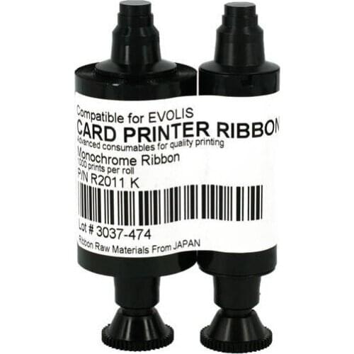 Evolis R2011 BLACK Compatible Ribbon 1000 prints/roll FOR Pebble, Dualys, and Securion Printers