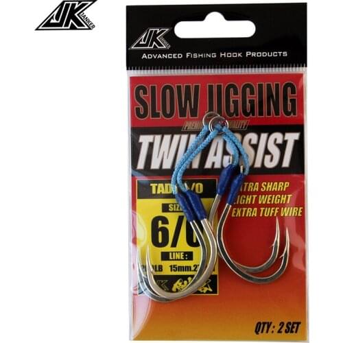 JK TAD Series 5/0 6/0 Sea Fishing Hooks High Carbon Steel Assist Hook Jig Withstand 45kg Fishhooks Sea Fishing PE Line For Jigs