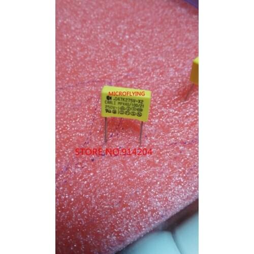 20pcs capacitor X2 capacitor 275VAC X2 Polypropylene film capacitor 0.47uF 470nF Pitch 10mm
