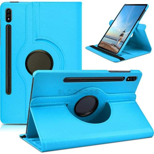 360 Degree Rotating Leather Smart Cover Case for Samsung Galaxy Tab S7 FE LTE 12.4" SM-T730 T736 2021 Funda Auto Sleep/Wake Up