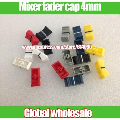 60pcs Mixer Potentiometer Push Button Knob Cap Fader Cap / Mixing station Light stage Hole 4MM Blue Yellow White Gray Red