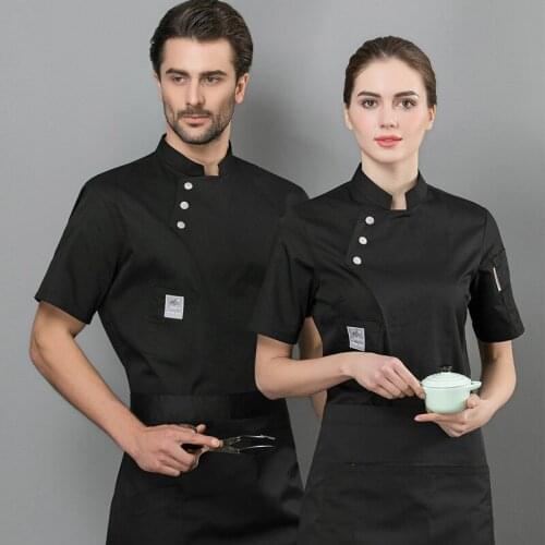 Chef Jackets Unisex Summer Short Sleeve Restaurant Uniform Head Chef Uniform Cooking Clothes Kitchen Apron