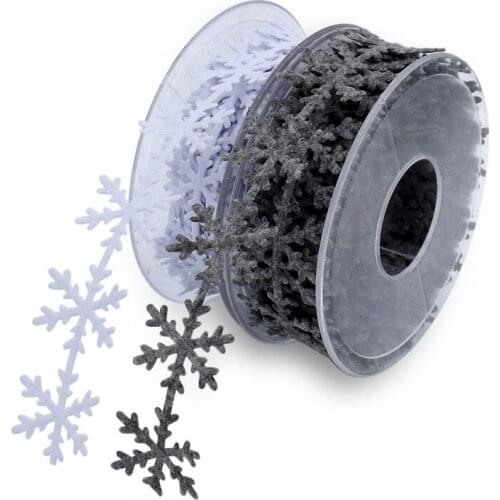 Hot selling non-woven snowflake decoration belt ultrasonic embossing Christmas day decoration DIY ribbon