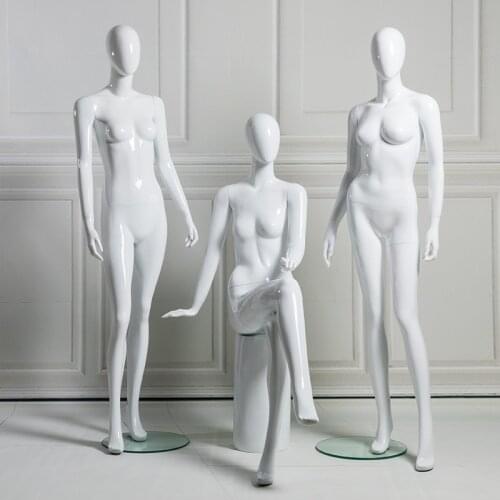 Whole Body Gloss White Mannequin Female Model Fashionable For Dsiplay