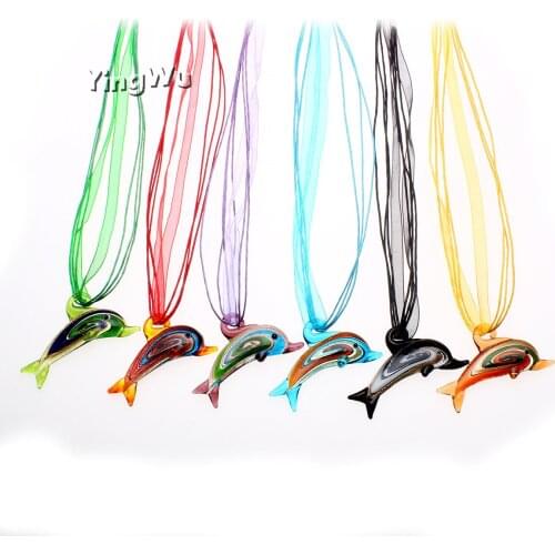 Yingwu Fashion 6pcs style Girl accessories pendant Dolphin Silk Necklace Lampwork Pendants Murano Glass Pendant Necklace