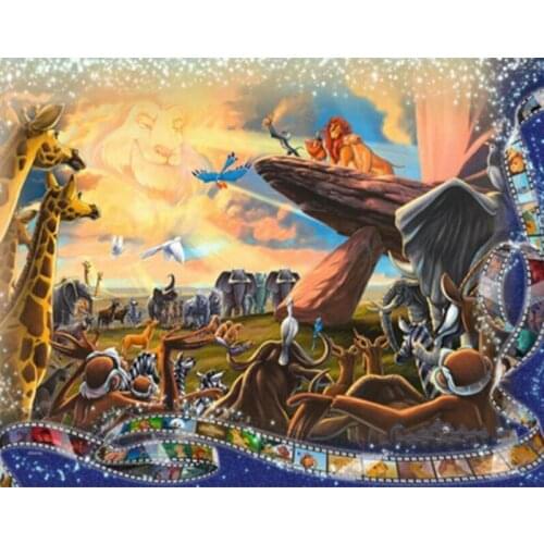 Needlework DIY 5D Square Diamond Painting Cross Stitch Full Diamond Embroidery King of Animals Pattern Rhinestone Souvenir Gifts