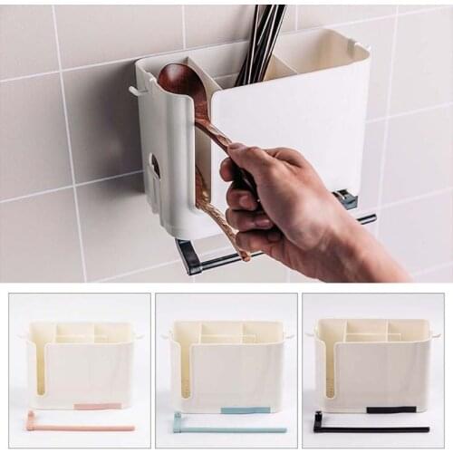 Wall Mounted Cutlery Drainer Rack with Drip Tray Towel Bar Utensils Organizer Spoon Fork Chopsticks Holder Caddy Kitchen Gadget