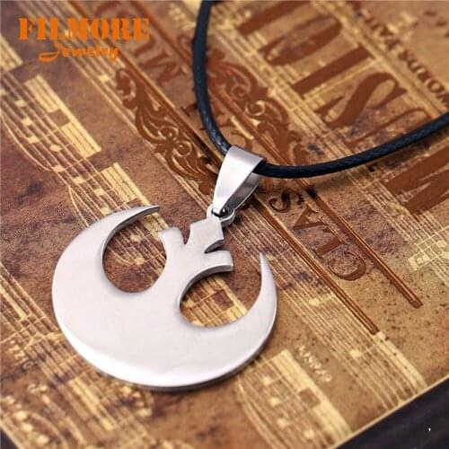Star Wars Necklace Rebel Army Sliver Shield Metal Pendant Leather Necklaces Steampunk Jewelry Choker Accessories Men Gift Kolye