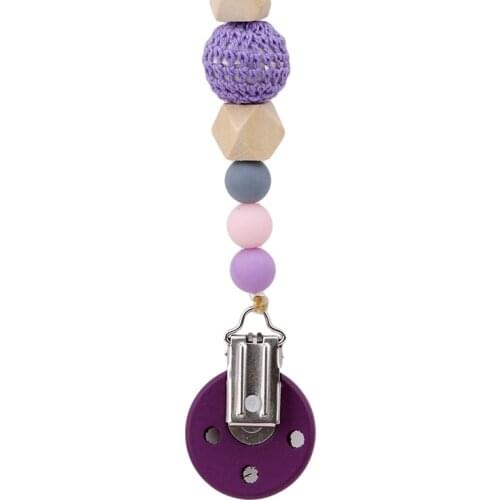 Personalized Name Baby Pacifier Clips Crochet Beads Pacifier Chain Holder Baby Teether Teething Chain Handmade Pacifier Clips